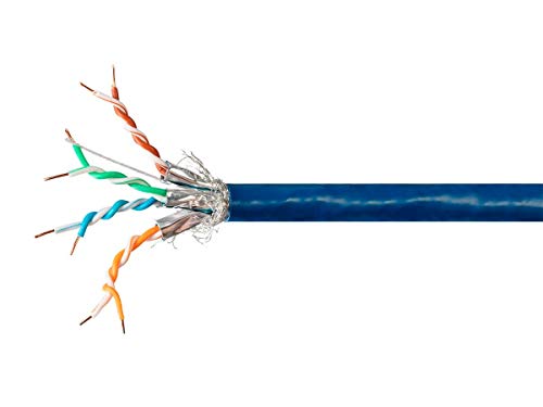 Monoprice Cat7 כבל רשת בתפזורת - 1000 רגל - כחול | 10 גרם, 650 מגהרץ, S/FTP, סולידי, 23AWG, נחושת